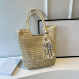 Maxbell Maxbell Women Straw Shoulder Bag Chic Travel Purse Beach Bag for Party Spring Travel Beige