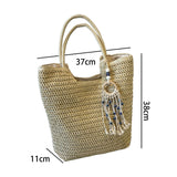 Maxbell Maxbell Women Straw Shoulder Bag Chic Travel Purse Beach Bag for Party Spring Travel Beige