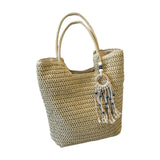 Maxbell Maxbell Women Straw Shoulder Bag Chic Travel Purse Beach Bag for Party Spring Travel Beige