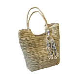 Maxbell Maxbell Women Straw Shoulder Bag Chic Travel Purse Beach Bag for Party Spring Travel Beige
