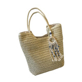 Maxbell Maxbell Women Straw Shoulder Bag Chic Travel Purse Beach Bag for Party Spring Travel Beige
