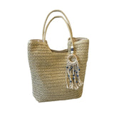 Maxbell Maxbell Women Straw Shoulder Bag Chic Travel Purse Beach Bag for Party Spring Travel Beige