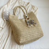 Maxbell Maxbell Women Straw Shoulder Bag Chic Travel Purse Beach Bag for Party Spring Travel Beige
