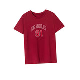 Maxbell Maxbell Womens T Shirt Summer Souvenir Crew Neck Shirt for Shopping Beach Daily Wear XXL Red