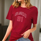 Maxbell Maxbell Womens T Shirt Summer Souvenir Crew Neck Shirt for Shopping Beach Daily Wear XXL Red
