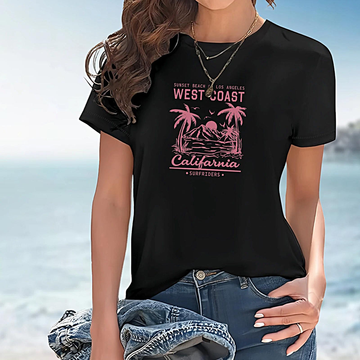 Maxbell Women's T Shirt Summer Trendy Basic Tee Shirt for Traveling Office Commuting L Black