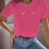Maxbell Maxbell Womens T Shirt Summer Costume Soft Short Sleeve Top for Shopping XXL Rose Pink