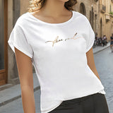 Maxbell Maxbell Women's T Shirt Summer Round Neck Short Sleeve Top for Traveling Office Trip M