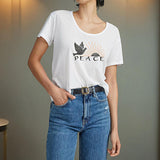 Maxbell T Shirt for Women Summer Costume Summer Tops for Shopping Walking Daily Wear L White