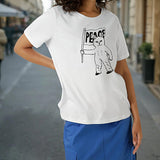 Maxbell T Shirt for Women Summer Stylish Short Sleeve Top for Walking Work Traveling L White