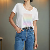 Maxbell Maxbell Women's T Shirt Summer Soft Costume Basic Tee for Office Shopping Daily Wear XXL White