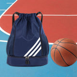 Maxbell 2xDrawstring Backpack Bag Portable Basketball Bag for Soccer Outdoor Men Women Dark Blue