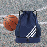 Maxbell 2xDrawstring Backpack Bag Portable Basketball Bag for Soccer Outdoor Men Women Dark Blue