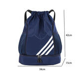 Maxbell 2xDrawstring Backpack Bag Portable Basketball Bag for Soccer Outdoor Men Women Dark Blue