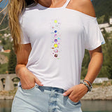 Maxbell Maxbell T Shirt for Women Summer Stylish Crew Neck Shirt for Traveling Trip Walking S