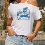 Maxbell Maxbell Women's T Shirt Summer Round Neck Trendy Basic Tee for Street Sports Walking L