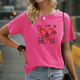 Maxbell Maxbell Womens T Shirt Summer Round Neck Short Sleeve Top for Walking Shopping Beach M Rose Pink