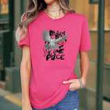 Maxbell Maxbell Women's T Shirt Summer Breathable Clothes Crewneck Tee for Street Beach Work L Rose Pink
