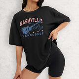 Maxbell Maxbell Women's T Shirt Summer Ladies Souvenir Crew Neck Tee for Camping Travel Trip M Black