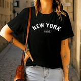 Maxbell T Shirt for Women Summer Streetwear Soft Basic Tee for Sports Walking Travel S Black