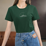 Maxbell Maxbell Women's T Shirt Summer Round Neck Basic Tee Shirt for Travel Holiday Office M Green