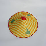 Maxbell Maxbell Asian Conical Hat Imitation Bamboo Weaving Sturdy with Adjustable Drawstring Leaf Pattern 42cm