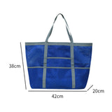 Maxbell Maxbell Mesh Beach Bag with Pockets Foldable Shoulder Bag for Vacation Holiday Women Blue