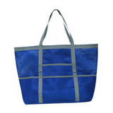 Maxbell Maxbell Mesh Beach Bag with Pockets Foldable Shoulder Bag for Vacation Holiday Women Blue