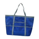Maxbell Maxbell Mesh Beach Bag with Pockets Foldable Shoulder Bag for Vacation Holiday Women Blue