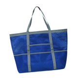 Maxbell Maxbell Mesh Beach Bag with Pockets Foldable Shoulder Bag for Vacation Holiday Women Blue