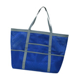 Maxbell Maxbell Mesh Beach Bag with Pockets Foldable Shoulder Bag for Vacation Holiday Women Blue