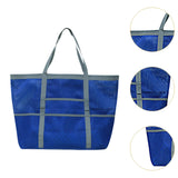 Maxbell Maxbell Mesh Beach Bag with Pockets Foldable Shoulder Bag for Vacation Holiday Women Blue
