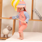 Maxbell Children Swimsuit Long Sleeve Zipper Cute Summer with Hat Kid Swimsuit