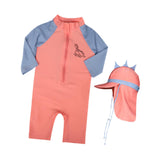 Maxbell Children Swimsuit Long Sleeve Zipper Cute Summer with Hat Kid Swimsuit