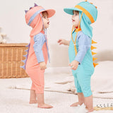 Maxbell Children Swimsuit Long Sleeve Zipper Cute Summer with Hat Kid Swimsuit