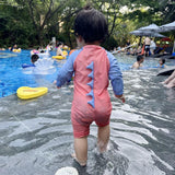Maxbell Children Swimsuit Long Sleeve Zipper Cute Summer with Hat Kid Swimsuit