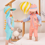 Maxbell Children Swimsuit Long Sleeve Zipper Cute Summer with Hat Kid Swimsuit