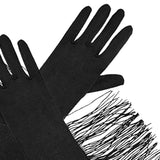 Maxbell Maxbell Latin Dance Women Gloves Fashion Tassel Long Gloves for Bridal Cosplay Party black