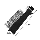 Maxbell Maxbell Latin Dance Women Gloves Fashion Tassel Long Gloves for Bridal Cosplay Party black