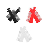 Maxbell Maxbell Latin Dance Women Gloves Fashion Tassel Long Gloves for Bridal Cosplay Party black