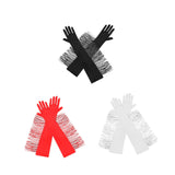 Maxbell Maxbell Latin Dance Women Gloves Fashion Tassel Long Gloves for Bridal Cosplay Party black
