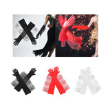 Maxbell Maxbell Latin Dance Women Gloves Fashion Tassel Long Gloves for Bridal Cosplay Party black