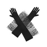 Maxbell Maxbell Latin Dance Women Gloves Fashion Tassel Long Gloves for Bridal Cosplay Party black