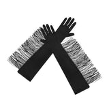 Maxbell Maxbell Latin Dance Women Gloves Fashion Tassel Long Gloves for Bridal Cosplay Party black