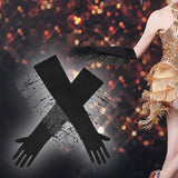 Maxbell Maxbell Latin Dance Women Gloves Fashion Tassel Long Gloves for Bridal Cosplay Party black