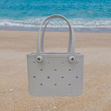 Maxbell Maxbell Beach Tote Bag with Holes Easy to Clean Beach Basket Bag for Women Girl Boat White
