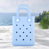 Maxbell 3xBeach Tote Bag Summer Waterproof Open Tote Bag for Women Lightweight Handbag Light Blue
