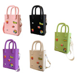 Maxbell 2xHole Bag Waterproof Easy to Clean Open Hole Tote Bag for Travel Holiday Boat Pink