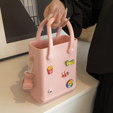 Maxbell 3xHole Bag Waterproof Easy to Clean Open Hole Tote Bag for Travel Holiday Boat Pink