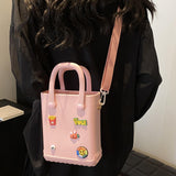 Maxbell 3xHole Bag Waterproof Easy to Clean Open Hole Tote Bag for Travel Holiday Boat Pink